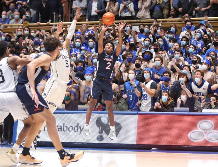 Reece Beekman hits the game-winning three-pointer and the Virginia Cavaliers defeated the Duke Blue Devils 69-68 at Cameron Indoor Stadium.